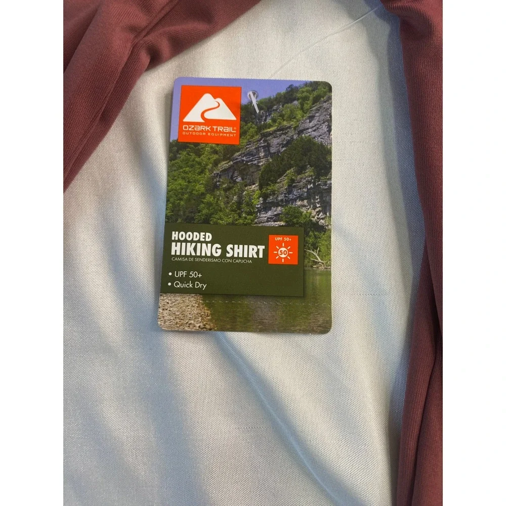 Ozark Trail Hooded Hiking Shirt Wild Ginger UPF 50 Quick Dry Long Sleeve L 10-12